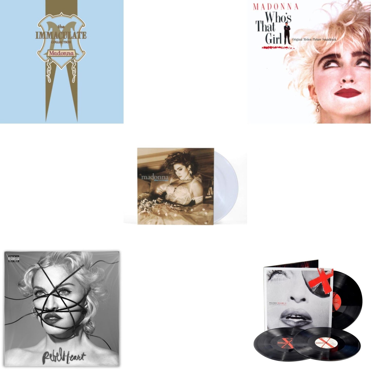 Madonna - Rebel Heart & Madame X (Live) (3LP) & Like A Virgin & Immaculate Collection (2LP) & Who's That Girl Ost (Back 2 The 80S) (I)