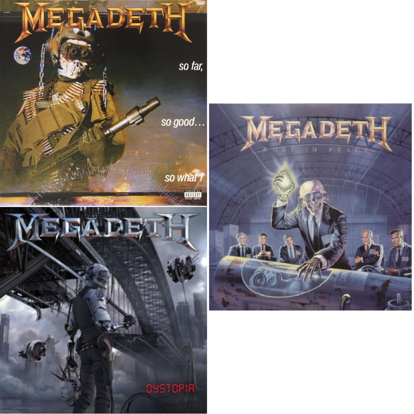 Megadeth - Rust In Peace & So Far So Good So What & Dystopia - LP Vinyl Bundle