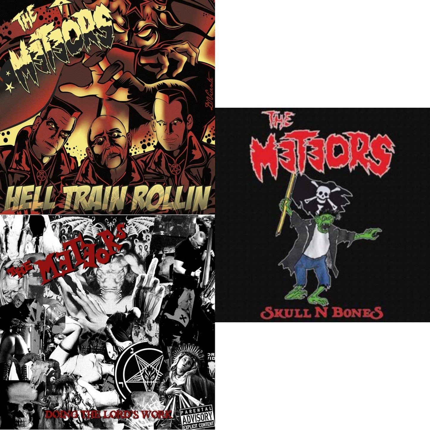 Meteors - Hell Train Rollin & Doing The Lord's Work & Skull N Bones - LP Vinyl Bundle