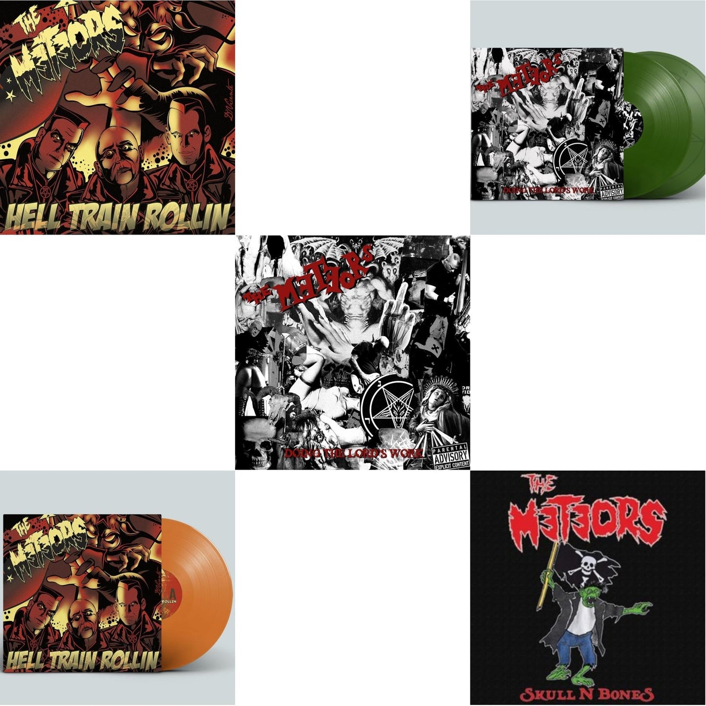 Meteors - Hell Train Rollin & Hell Train Rollin & Doing The Lord's Work & Doing The Lord's Work (Green LP Vinyl) & Skull N Bones