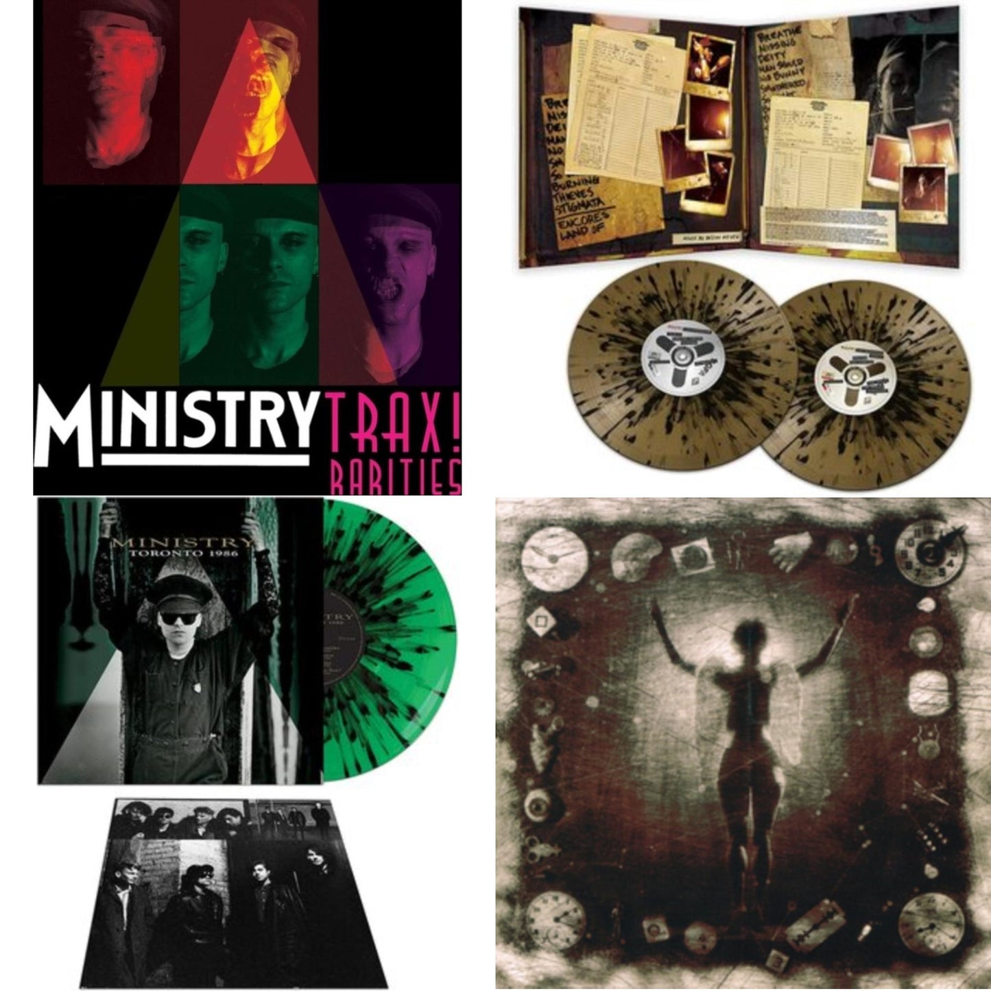 Ministry - Trax Rarities (Black/White/Magenta Splatter LP Vinyl) & Live Necronomicon (Black & Gold Splatter Vinyl/2LP) & Toronto 1986 (Green & Black Splatter LP Vinyl) & Ke*A*H** (Psalm 69) (180G)