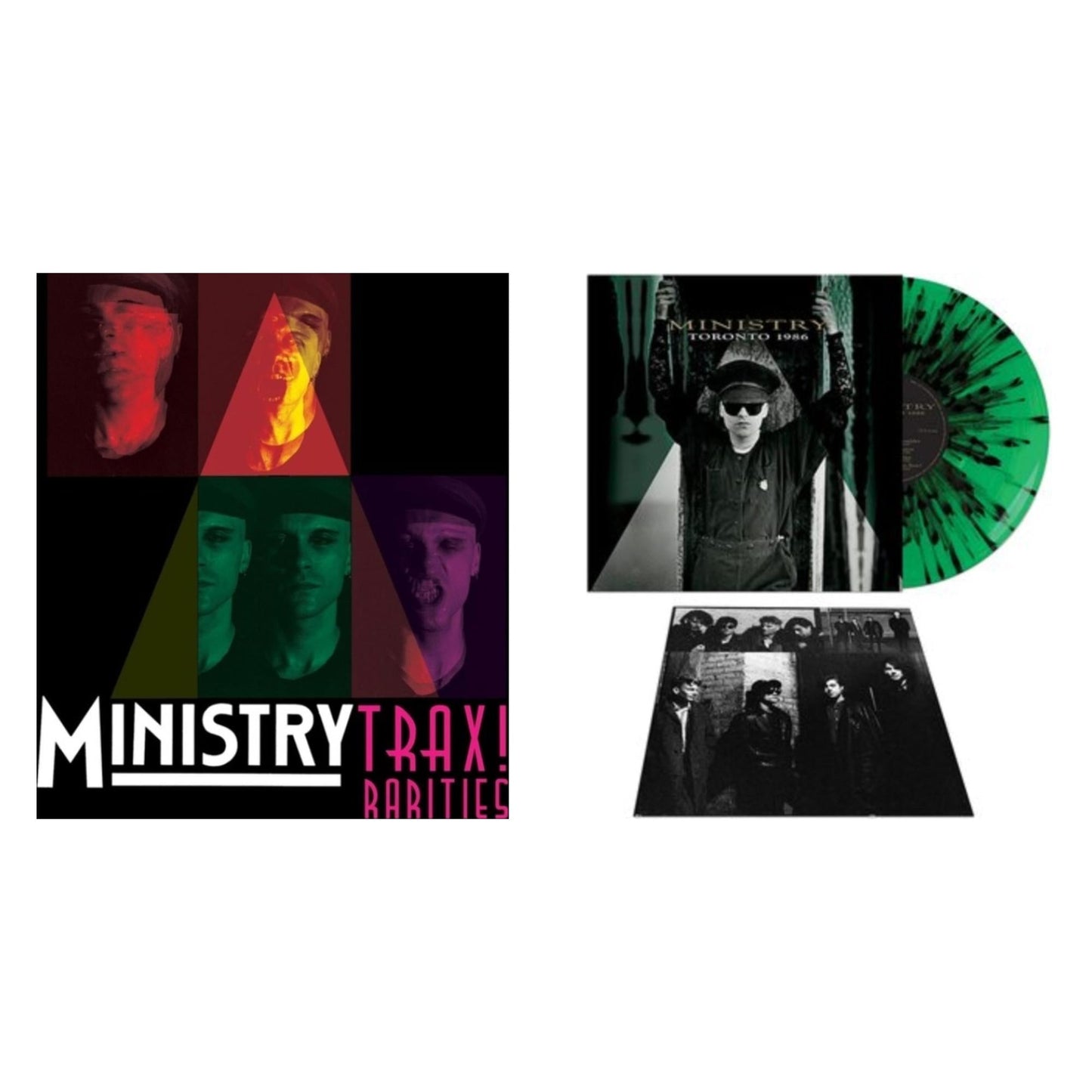 Ministry - Trax Rarities (Black/White/Magenta Splatter LP Vinyl) & Toronto 1986 (Green & Black Splatter LP Vinyl)