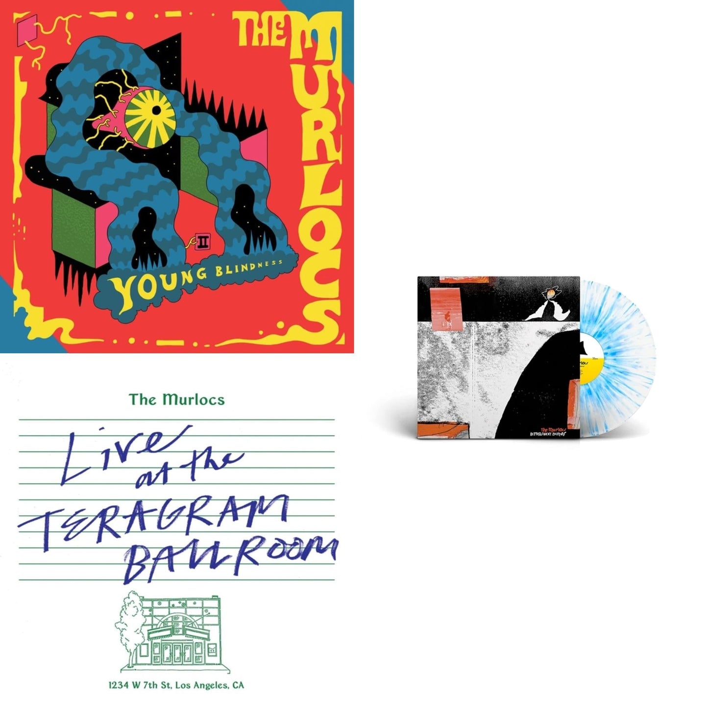 Murlocs - Bittersweet Demons (Blue Eyed Runner Edition/White W/ Baby Blue Splatter LP Vinyl) & Young Blindness (Yellow & Green W/ Red Splatter LP Vinyl) & Live At The Teragram Ballroom (2LP/Green Splatter Vinyl)