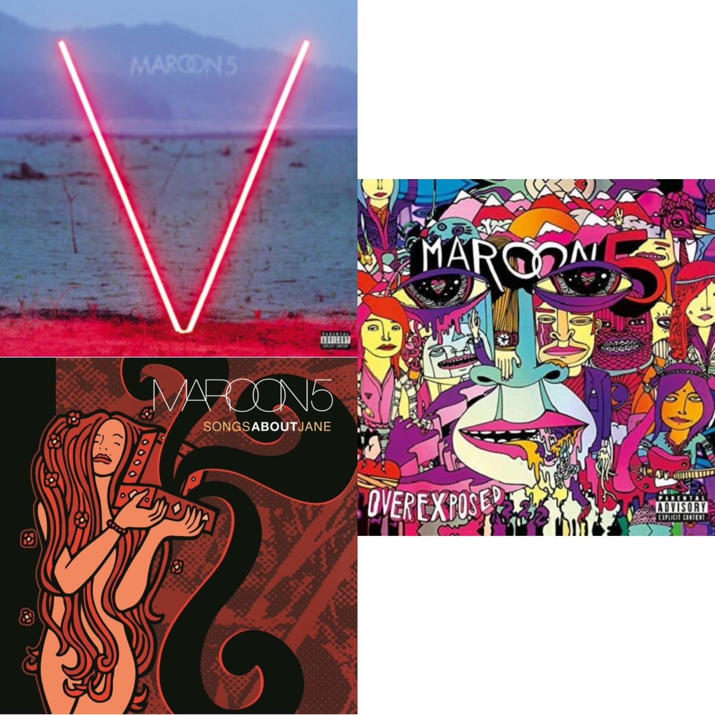 Maroon 5 - Maroon 5 - V (Black LP) (Exp) & Overexposed & Songs About Jane
