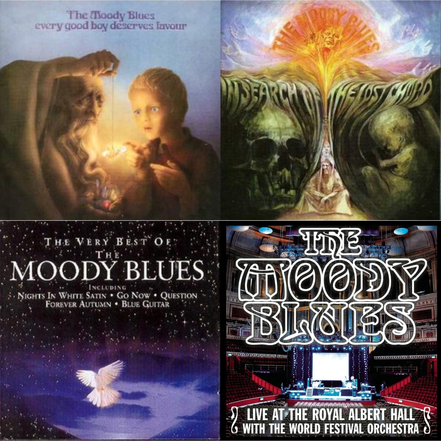 Moody Blues - Every Good Boy Deserves Favour & In Search Of Lost Chord & Best Of Moody Blues & Live At The Royal Albert Hall - CD Bundle