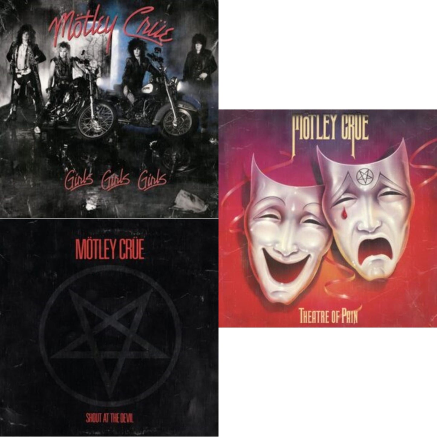 Motley Crue - Girls, Girls, Girls (X) (2021 Remaster) & Shout At The Devil & Theatre Of Pain - LP Vinyl Bundle