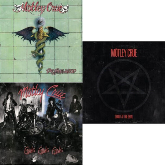 Motley Crue - Dr. Feelgood & Girls, Girls, Girls (X) (2021 Remaster) & Shout At The Devil - LP Vinyl Bundle