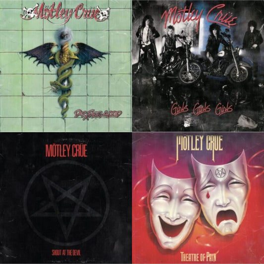 Motley Crue - Dr. Feelgood & Girls, Girls, Girls (X) (2021 Remaster) & Shout At The Devil & Theatre Of Pain - LP Vinyl Bundle