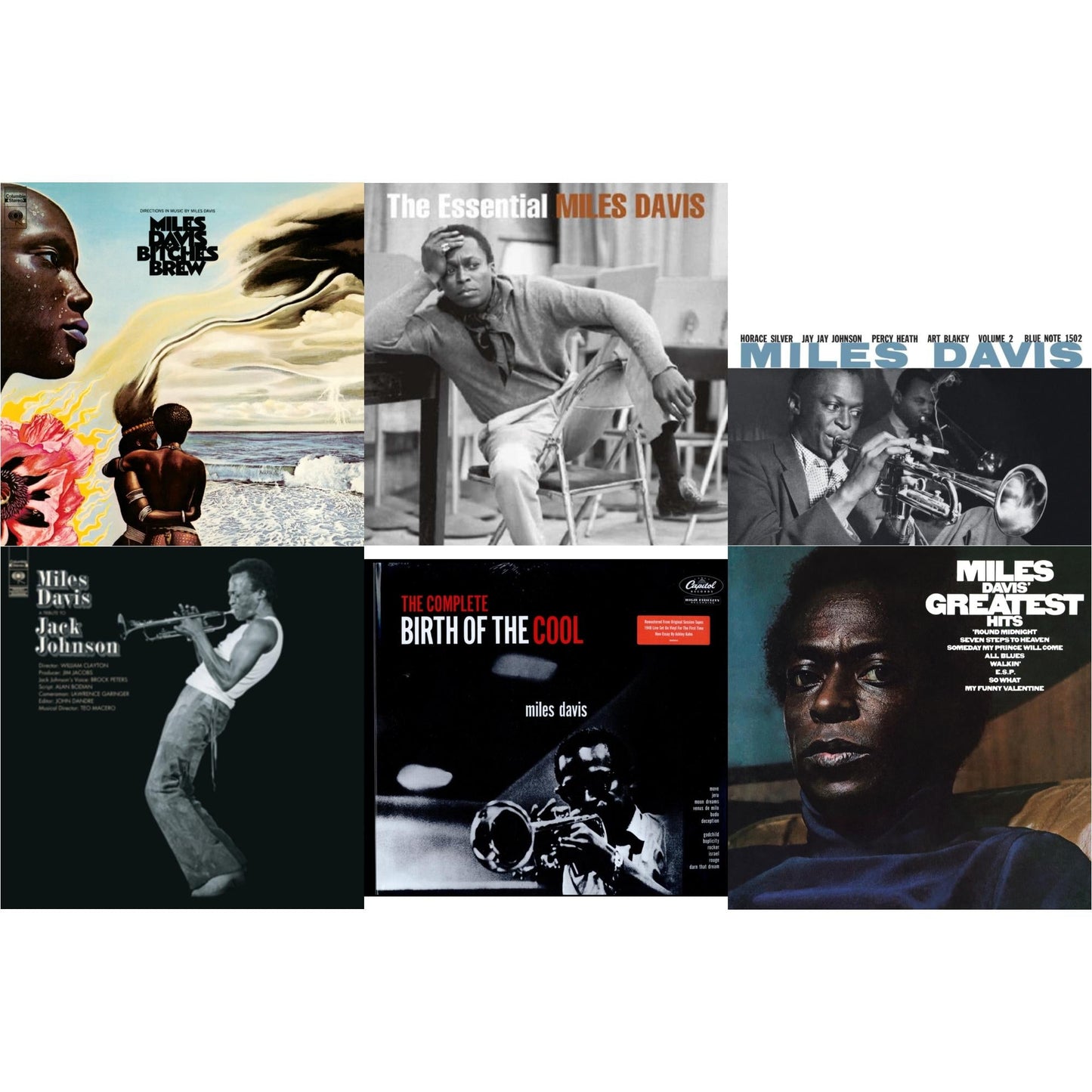 Miles Davis - Bitches Brew (2LP/140G) & Tribute To Jack Johnson (140G/Dl Insert) & Volume 2 (Blue Note Classic LP Vinyl Series) & Complete Birth Of The Cool (2LP) & Essential Miles Davis (2LP) & Greatest Hits (1969) (150G/Dl Code)