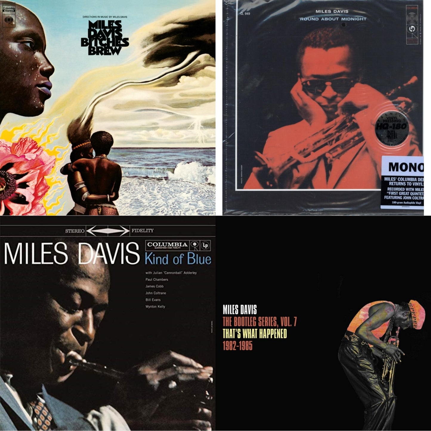 Miles Davis - Bitches Brew (2LP/140G) & Bootleg Series Vol. 7: That’S What Happened 1982-1985 (2LP/White Vinyl) & Kind Of Blue (180G) & Round About Midnight (180G/Mono)