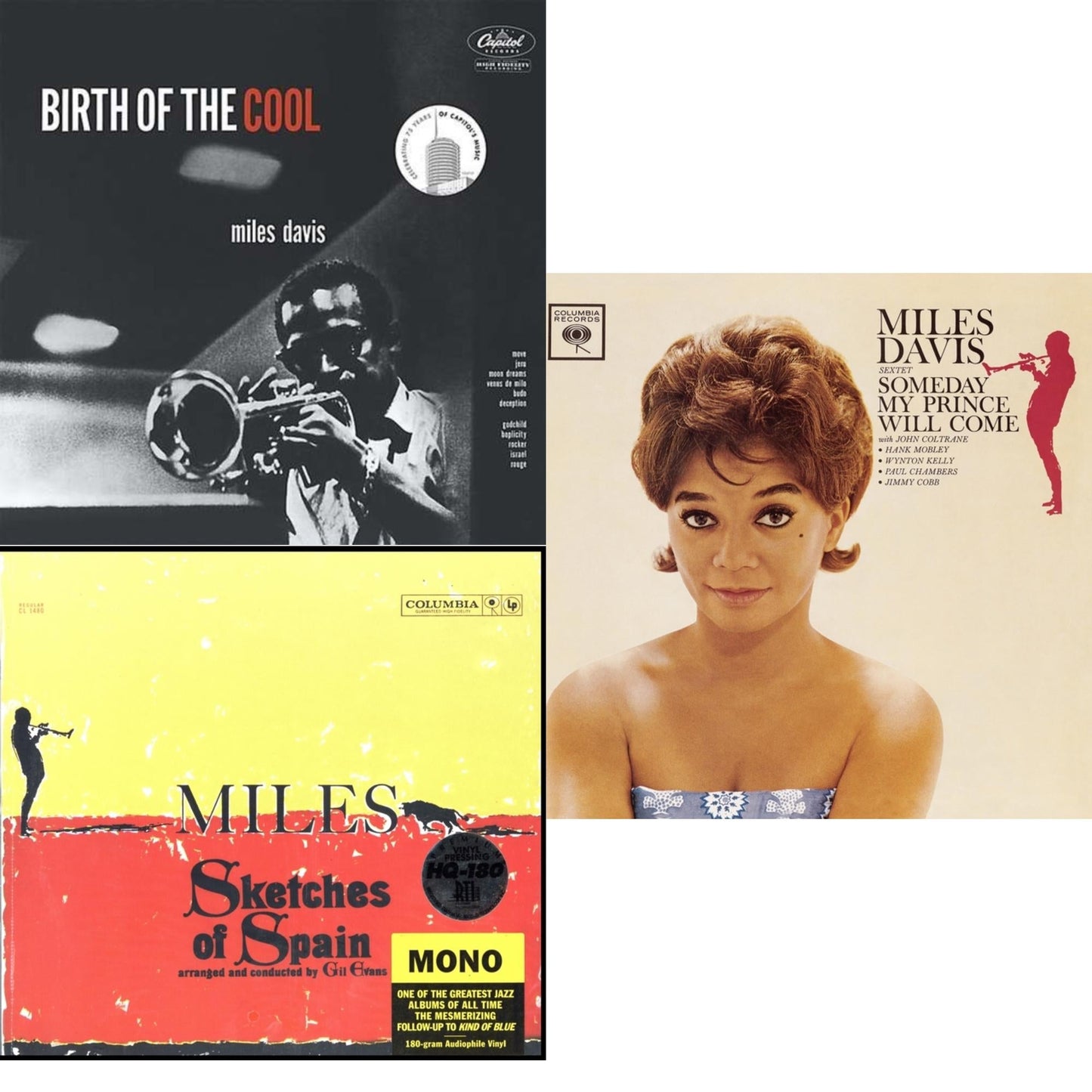 Miles Davis - Birth Of The Cool & Sketches Of Spain (Mono) & Someday My Prince Will Come (180G) - LP Vinyl Bundle