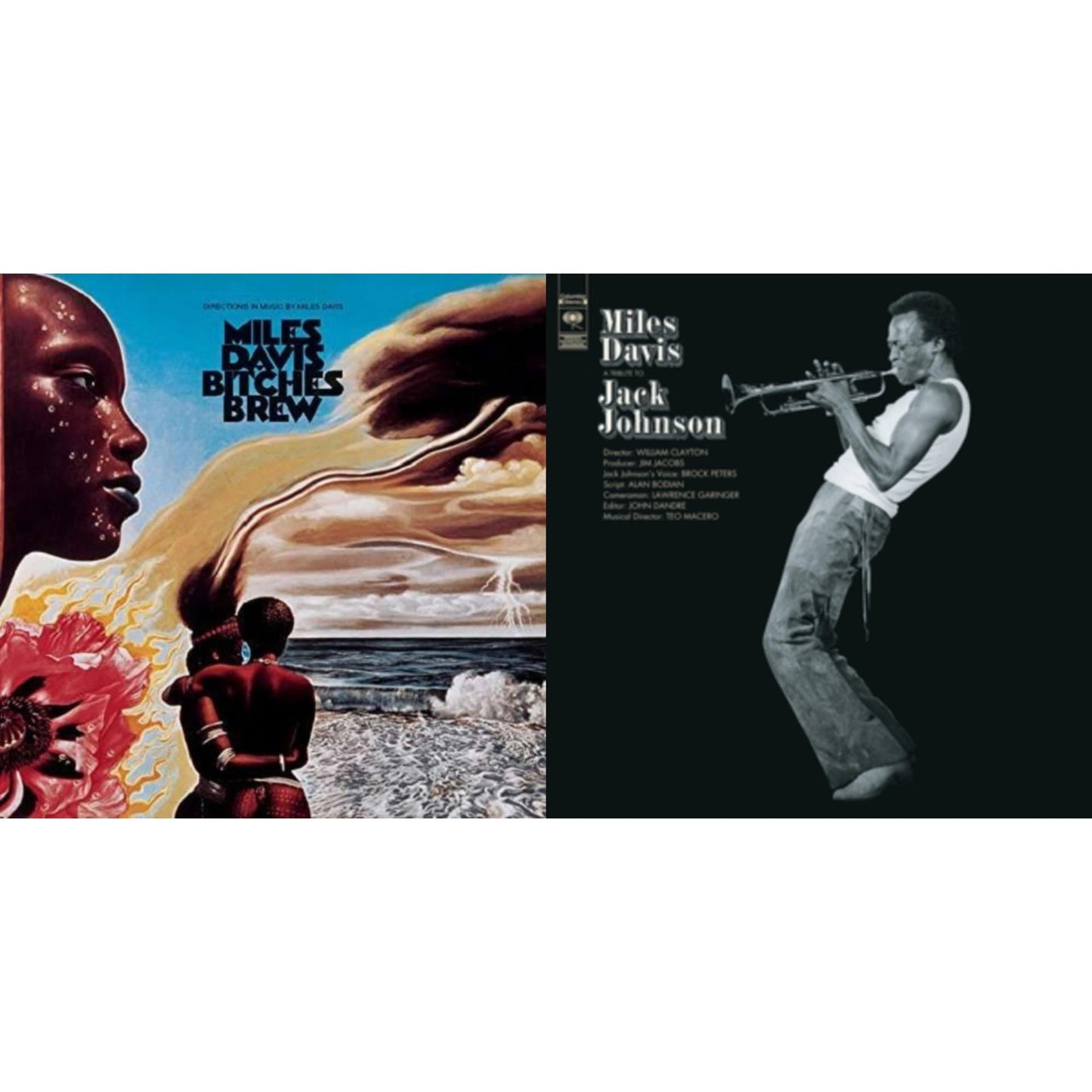 Miles Davis - Tribute To Jack Johnson (140G/Dl Insert) & Bitches Brew - LP Vinyl Bundle