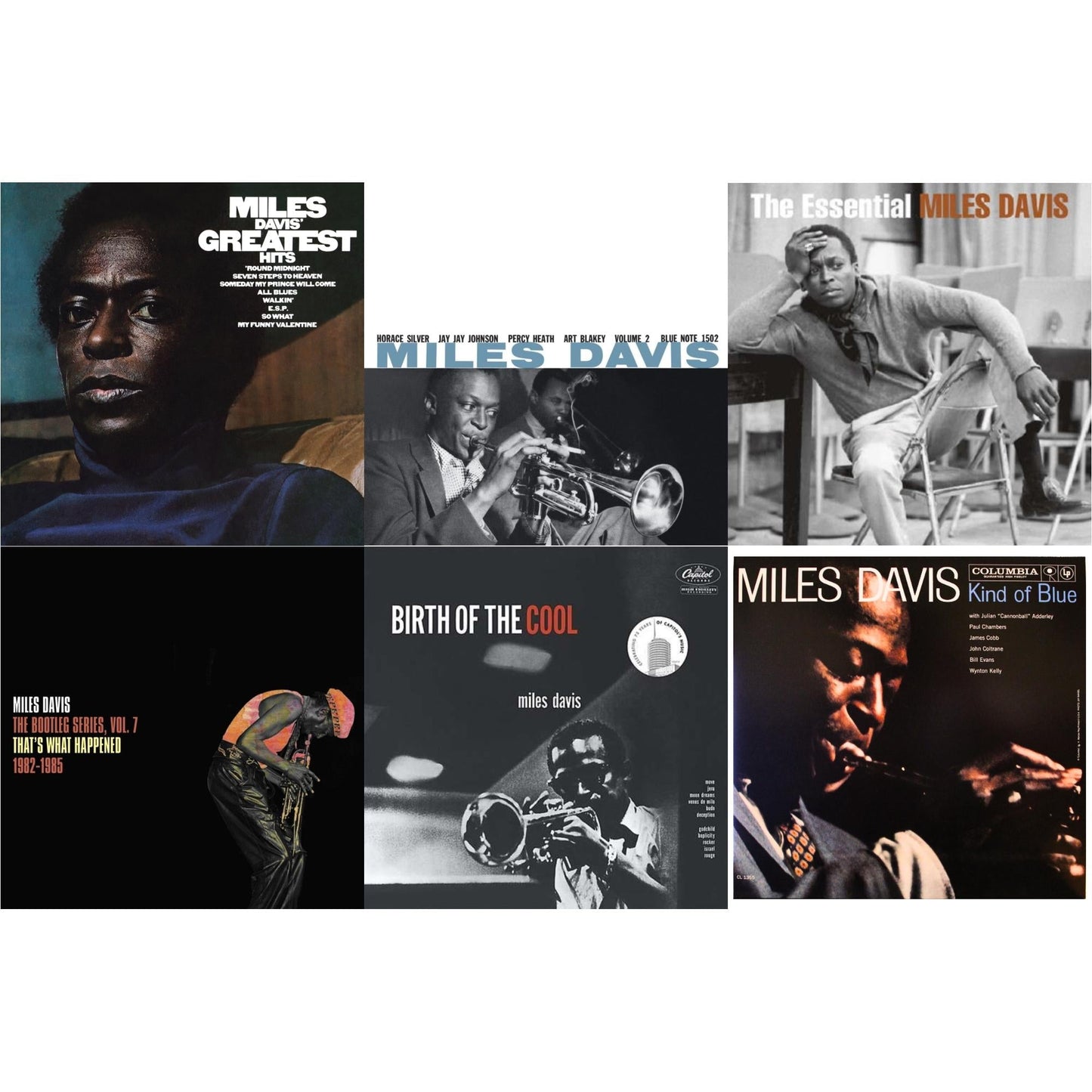 Miles Davis - Bootleg Series Vol. 7: That’S What Happened 1982-1985 (2LP/White Vinyl) & Volume 2 (Blue Note Classic LP Vinyl Series) & Birth Of The Cool & Kind Of Blue (Mono) & Essential Miles Davis (2LP) & Greatest Hits (1969) (150G/Dl Code)