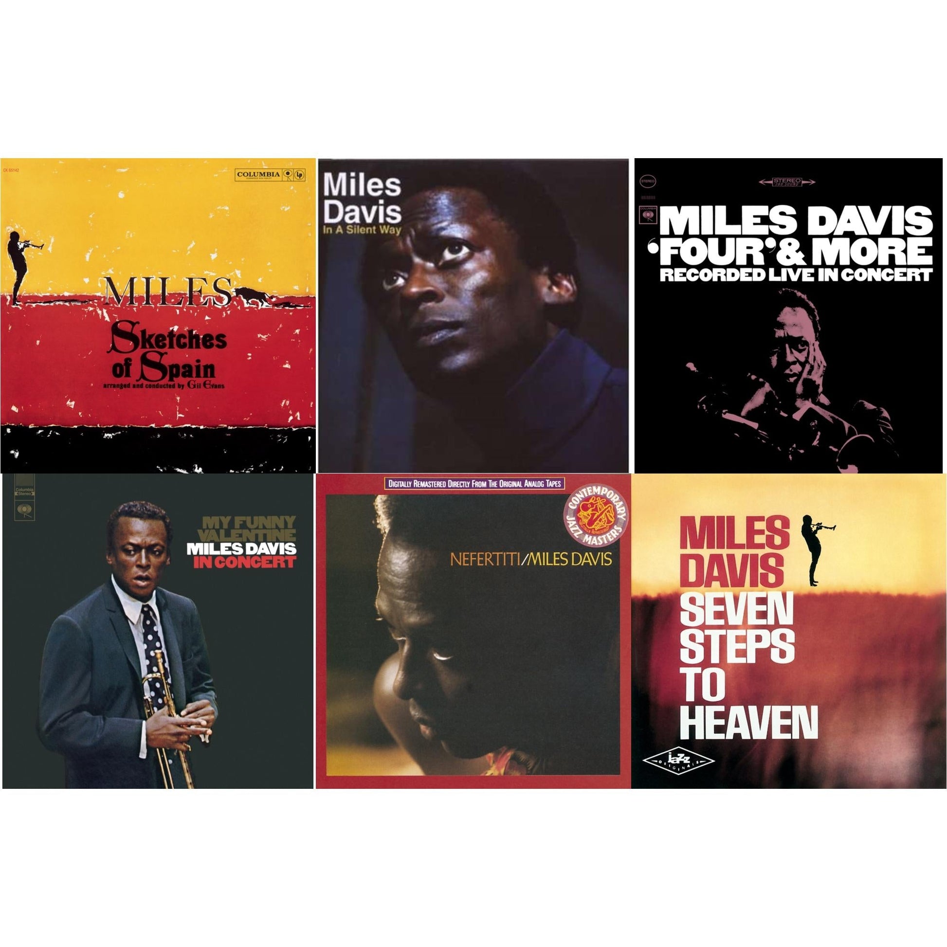 Miles Davis - Sketches Of Spain & In A Silent Way & Four & More & My Funny Valentine & Nefertiti & Seven Steps To Heaven - CD Bundle