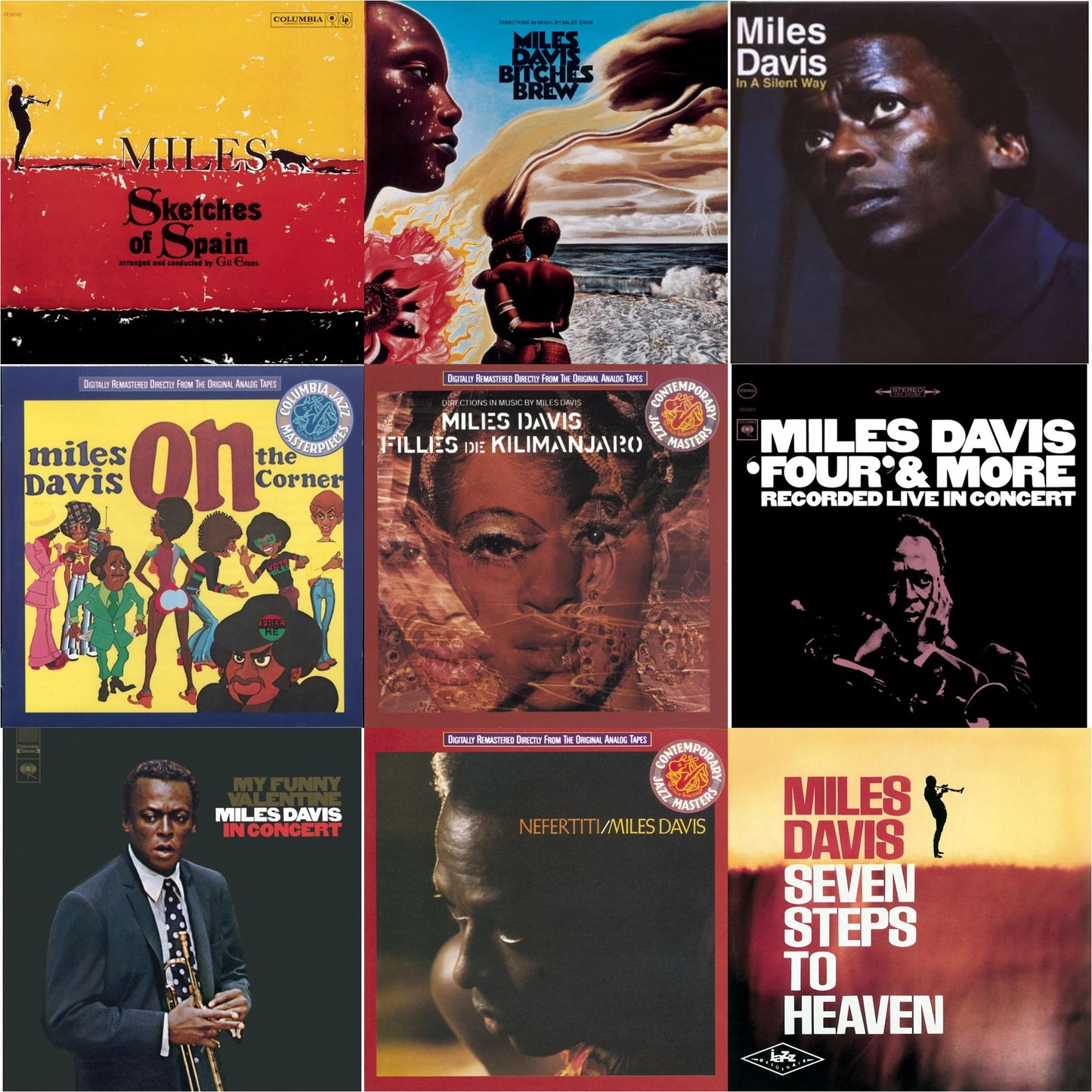 Miles Davis - Sketches Of Spain & Bitches Brew & In A Silent Way & On The Corner & Filles De Kilimanjaro & Four & More & My Funny Valentine & Nefertiti & Seven Steps To Heaven - CD Bundle