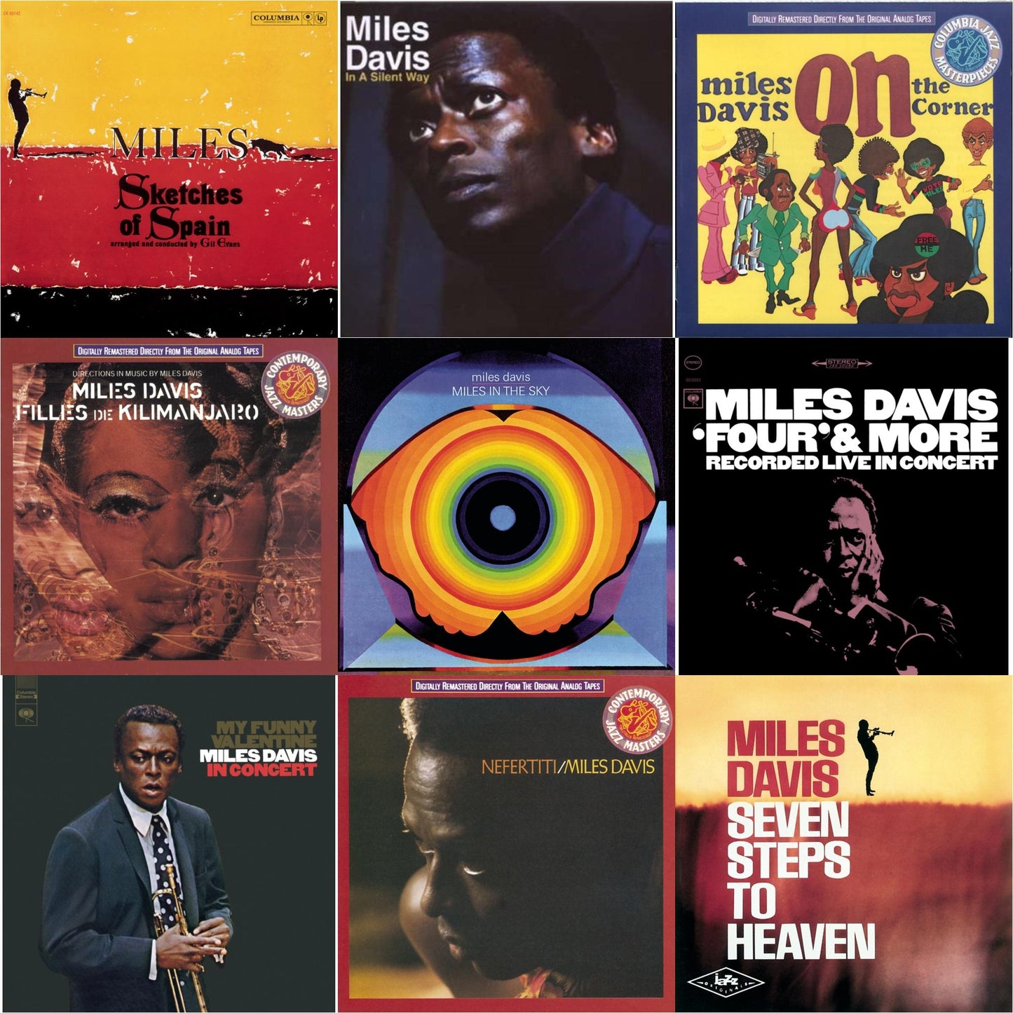 Miles Davis - Sketches Of Spain & In A Silent Way & On The Corner & Filles De Kilimanjaro & Miles In The Sky & Four & More & My Funny Valentine & Nefertiti & Seven Steps To Heaven - CD Bundle