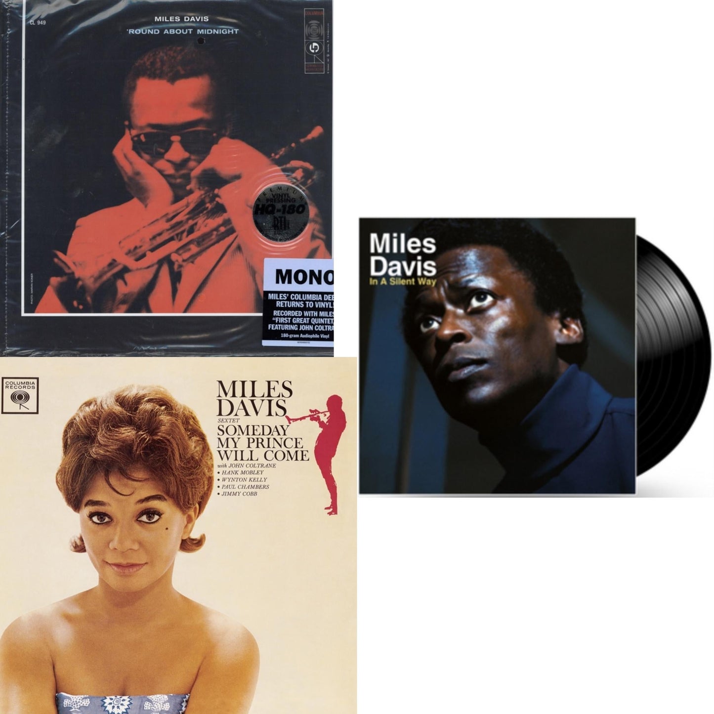 Miles Davis - Round About Midnight (180G/Mono) & Someday My Prince Will Come (180G) & In A Silent Way - LP Vinyl Bundle