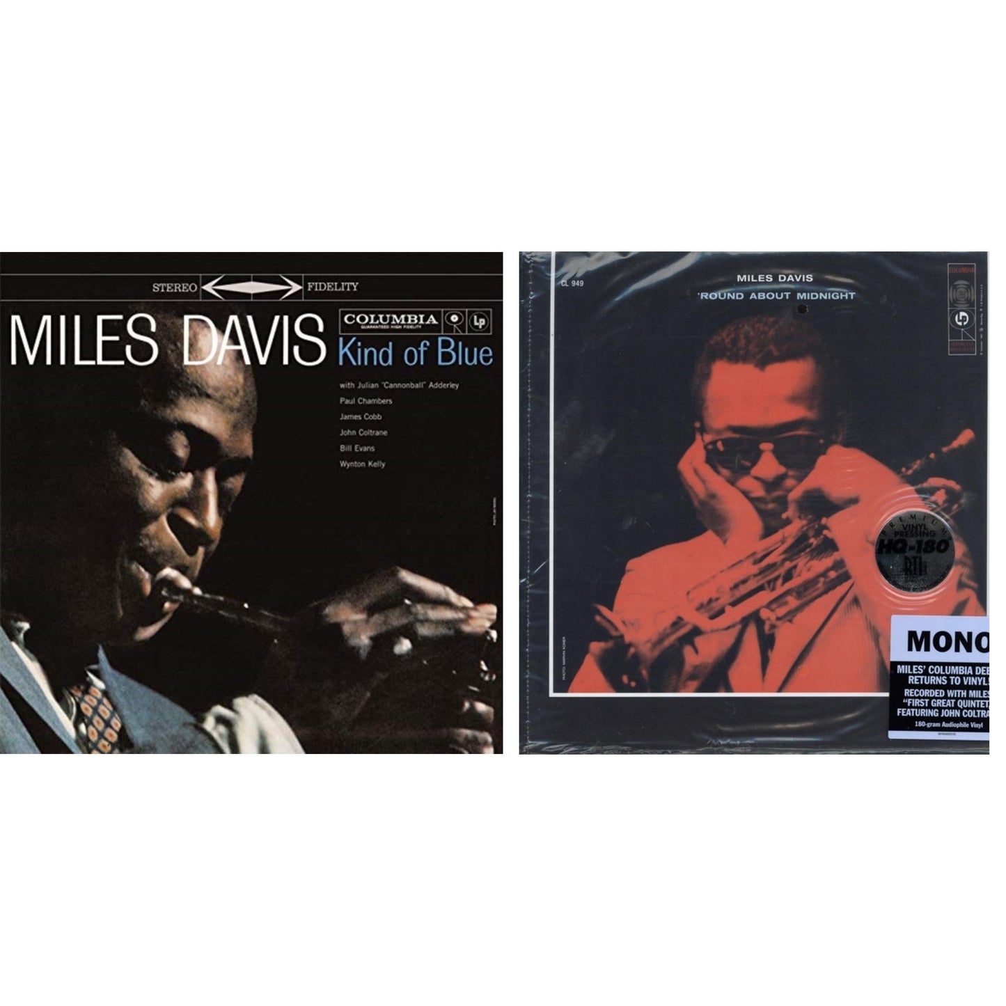 Miles Davis - Kind Of Blue (180G) & Round About Midnight (180G/Mono) - LP Vinyl Bundle