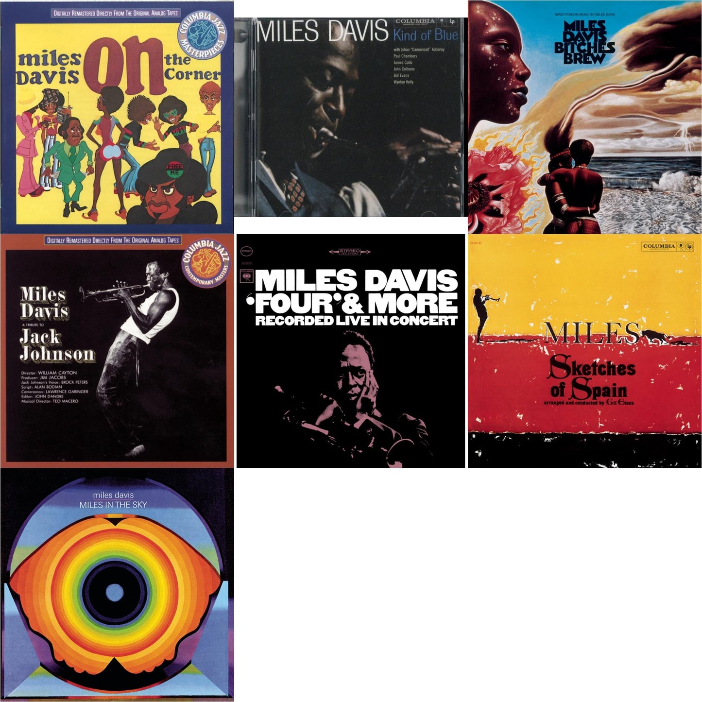 Miles Davis - Kind Of Blue & Sketches Of Spain & Bitches Brew & On The Corner & Miles In The Sky & Four & More & Tribute To Jack Johnson - CD Bundle