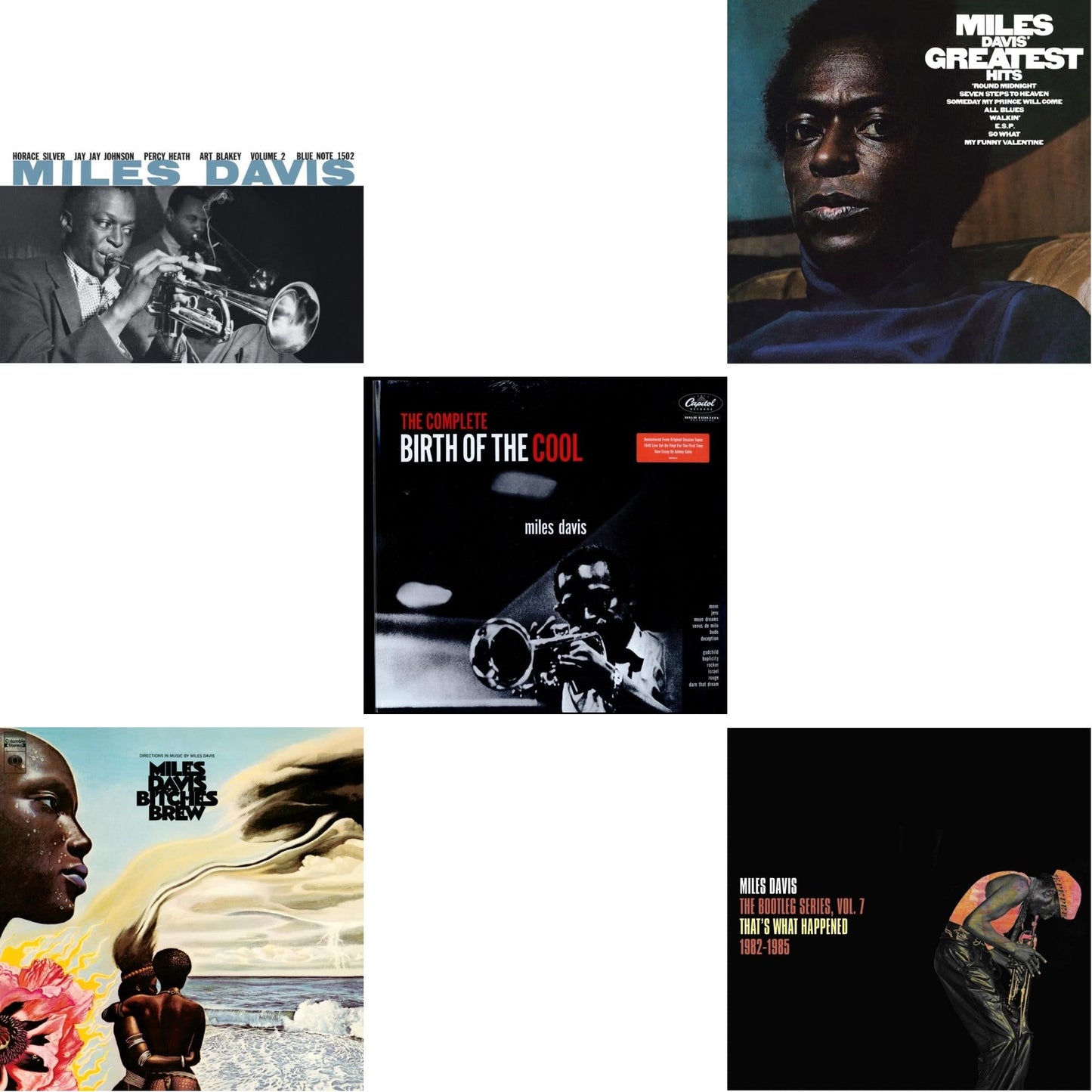 Miles Davis - Bitches Brew (2LP/140G) & Bootleg Series Vol. 7: That’S What Happened 1982-1985 (2LP/White Vinyl) & Volume 2 (Blue Note Classic LP Vinyl Series) & Complete Birth Of The Cool (2LP) & Greatest Hits (1969) (150G/Dl Code)