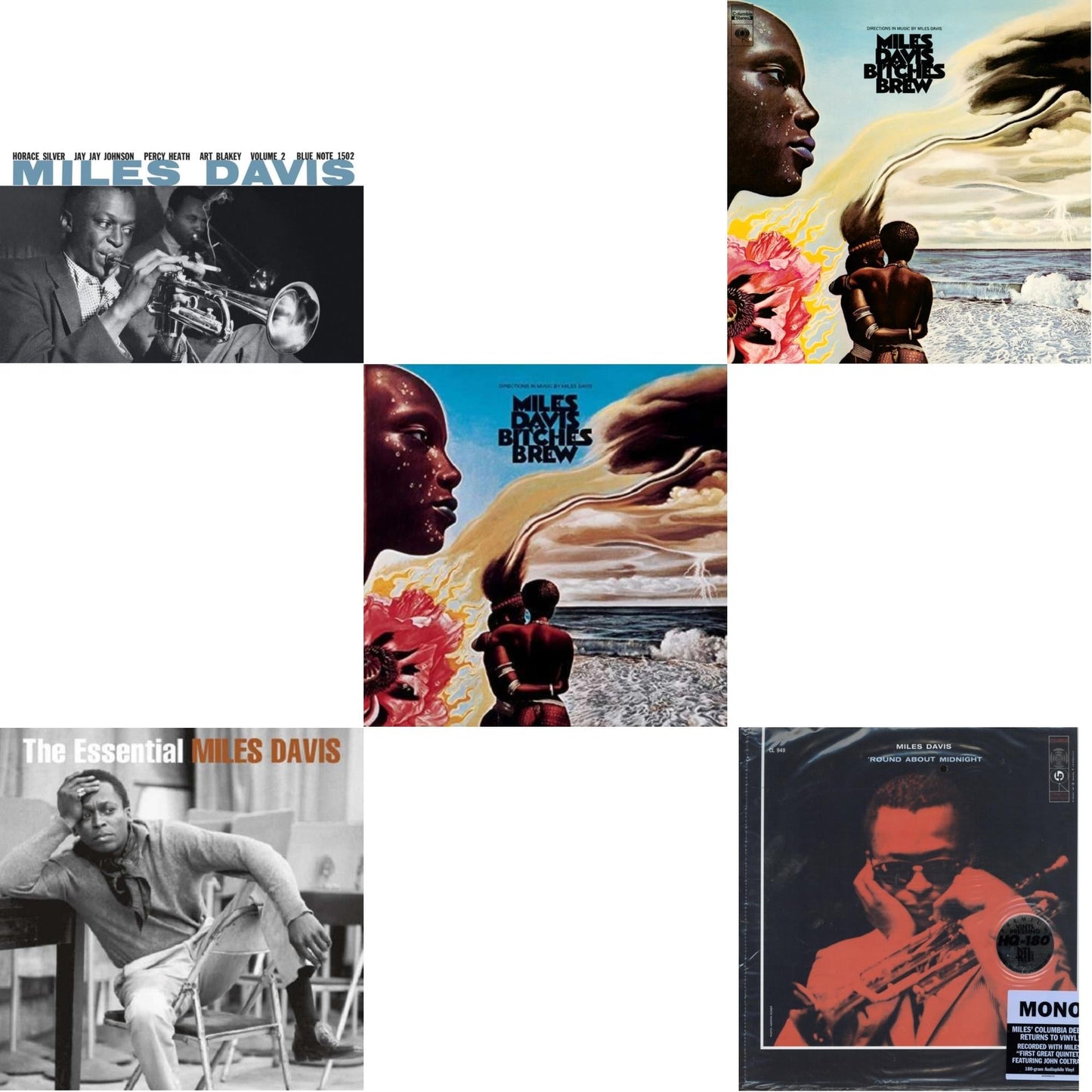 Miles Davis - Bitches Brew (2LP/140G) & Volume 2 (Blue Note Classic LP Vinyl Series) & Round About Midnight (180G/Mono) & Bitches Brew & Essential Miles Davis (2LP)