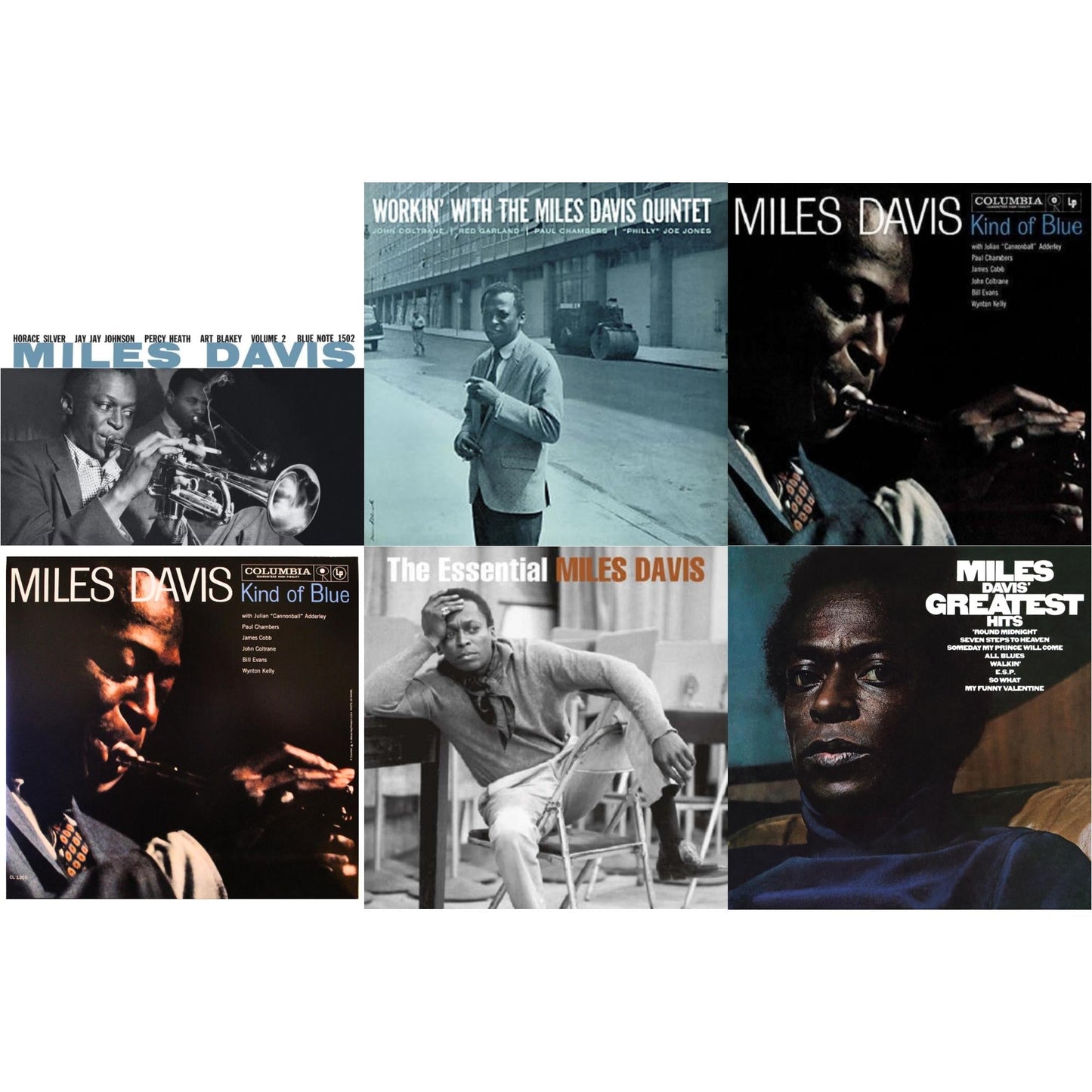 Miles Davis - Volume 2 (Blue Note Classic LP Vinyl Series) & Workin With The Miles Davis Quintet & Kind Of Blue & Kind Of Blue (Mono) & Essential Miles Davis (2LP) & Greatest Hits (1969) (150G/Dl Code)