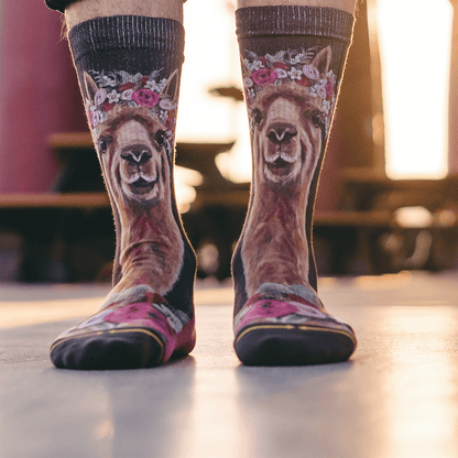 Alpaca Farm Animal Adult Crew Socks With Art By Lee Keller