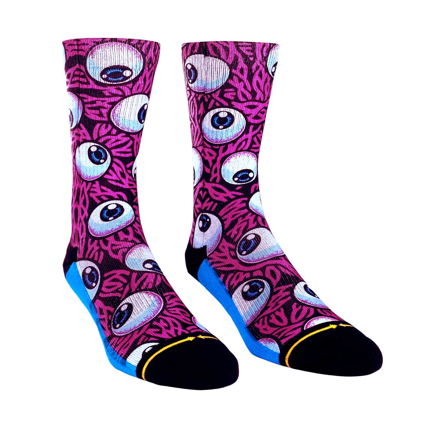 Eyeball Pink Adult Crew MERGE4 Socks With Art By Jimbo Phillips