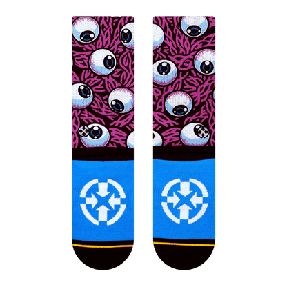 Eyeball Pink Adult Crew MERGE4 Socks With Art By Jimbo Phillips