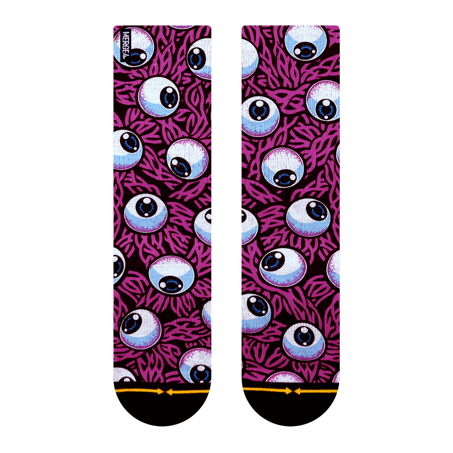 Eyeball Pink Adult Crew MERGE4 Socks With Art By Jimbo Phillips