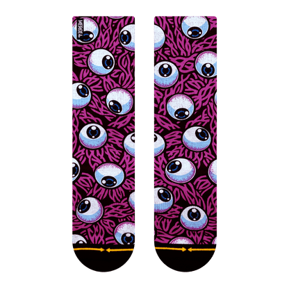 Eyeball Pink Adult Crew MERGE4 Socks With Art By Jimbo Phillips
