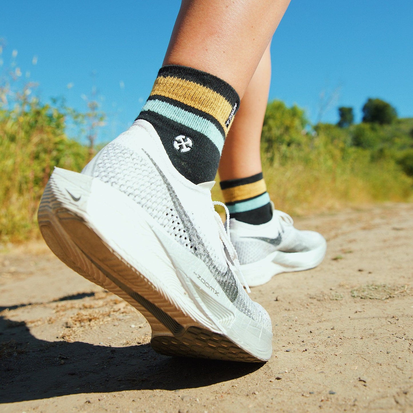Organic Cotton Black/Orange Adult Quarter Crew Socks