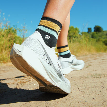 Organic Cotton Black/Orange Adult Quarter Crew Socks