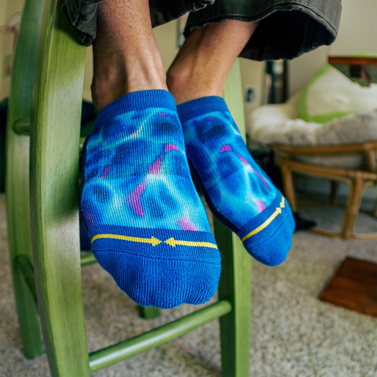 Blue Water Adult No Show Socks With Art By Daniel Jean-Baptiste