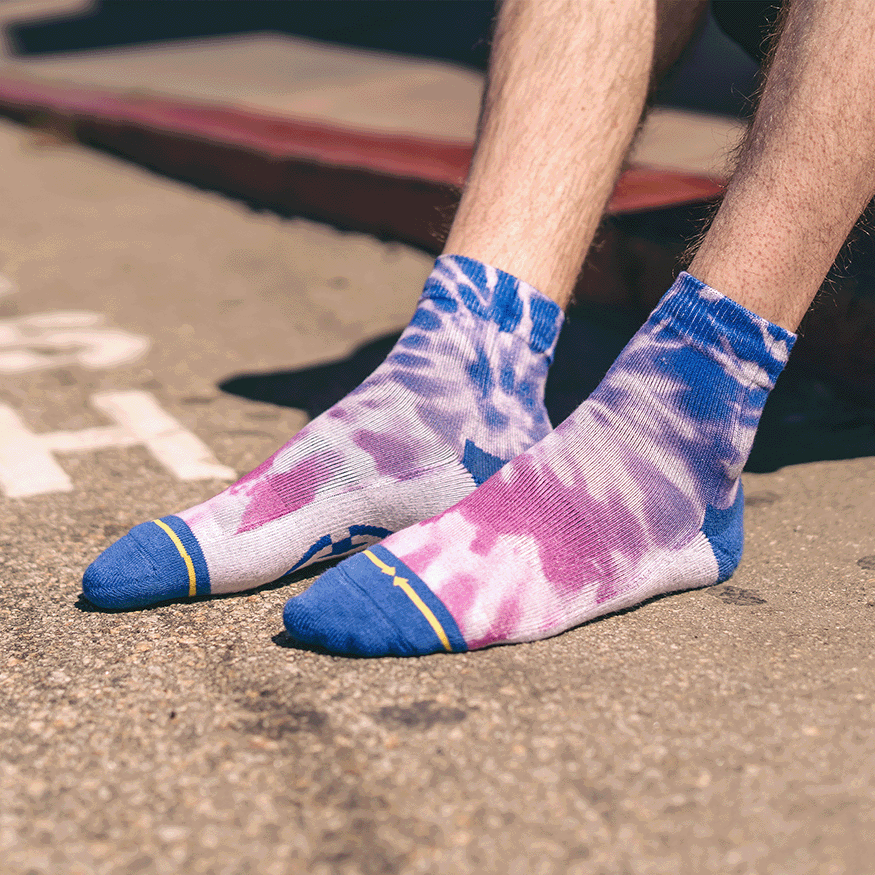 Purple Tie Dye Adult Quarter Crew Socks