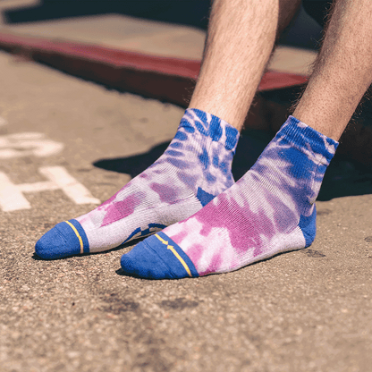 Purple Tie Dye Adult Quarter Crew Socks