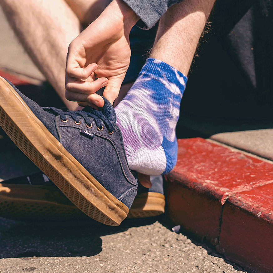 Purple Tie Dye Adult Quarter Crew Socks
