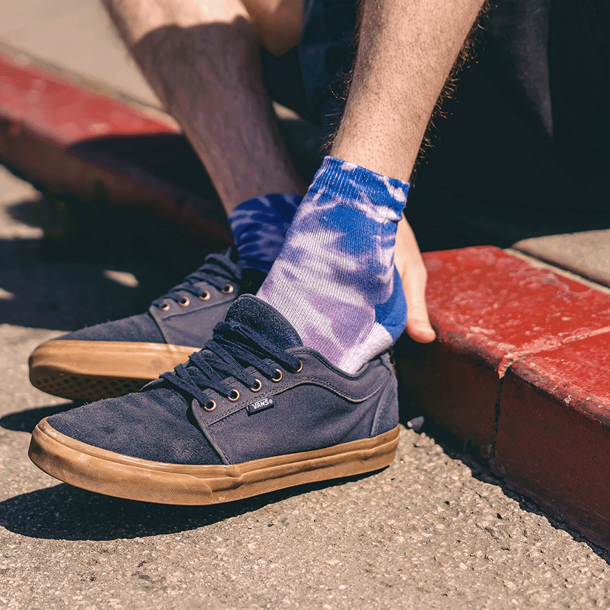 Purple Tie Dye Adult Quarter Crew Socks