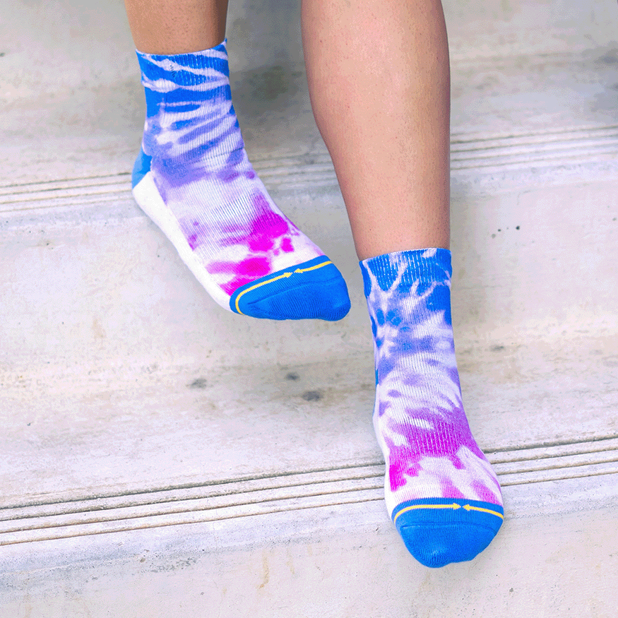 Purple Tie Dye Adult Quarter Crew Socks