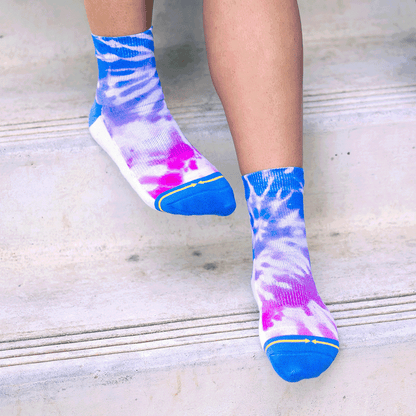 Purple Tie Dye Adult Quarter Crew Socks