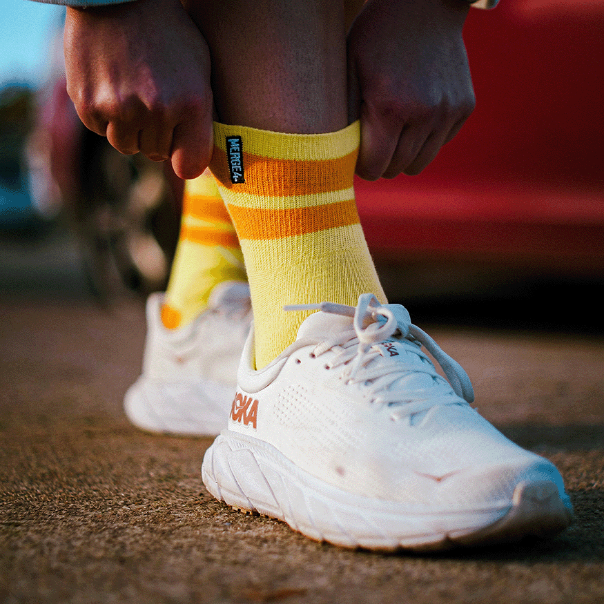 Organic Cotton Butter/Orange Quarter Adult Crew Socks