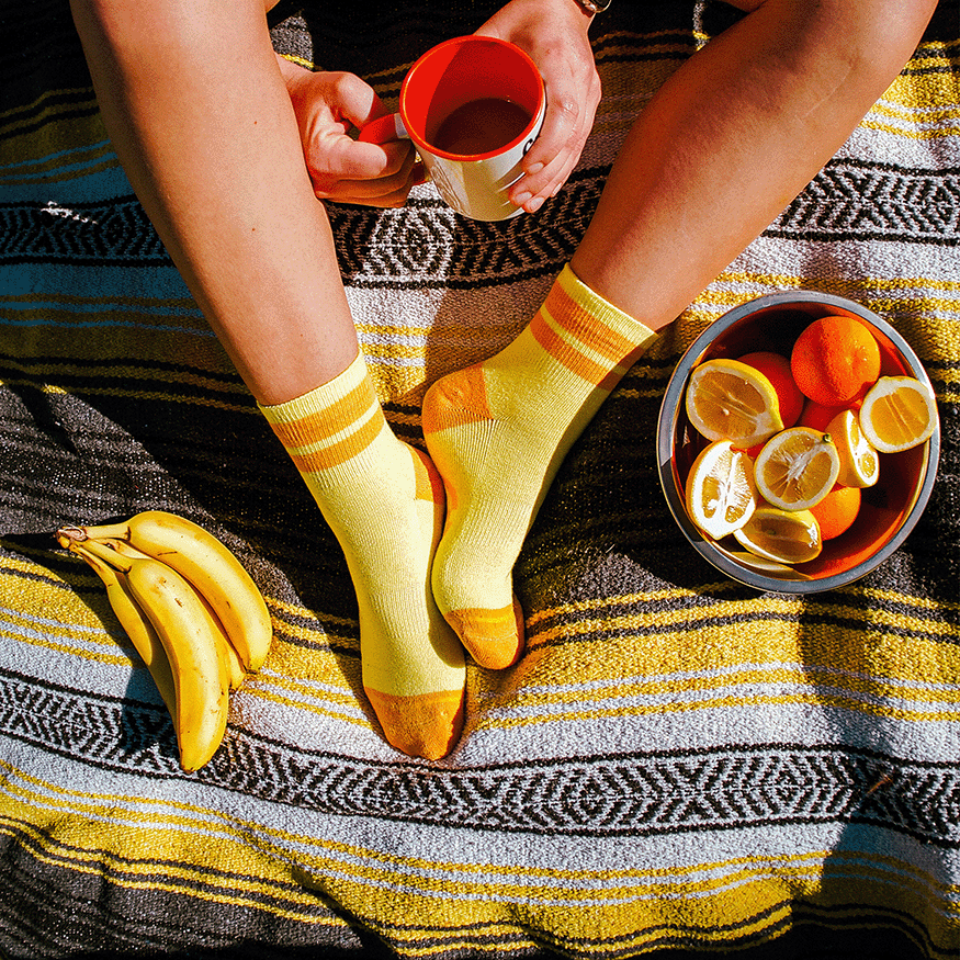Organic Cotton Butter/Orange Quarter Adult Crew Socks