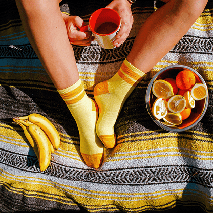 Organic Cotton Butter/Orange Quarter Adult Crew Socks