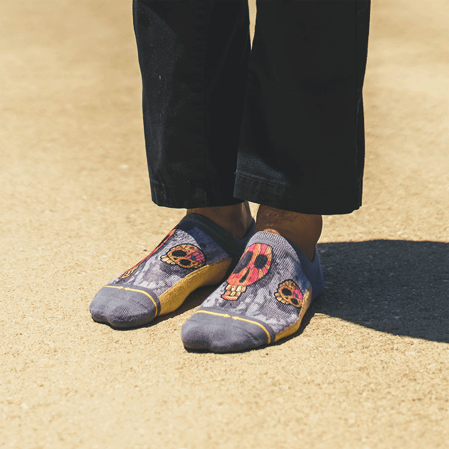 Candy Skulls Adult No Show Socks With Art By Bad Otis Link