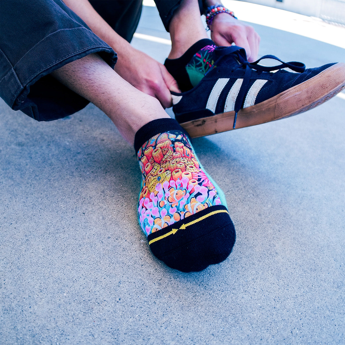 Coral Reef Adult No Show Socks With Art By Caia Koopman