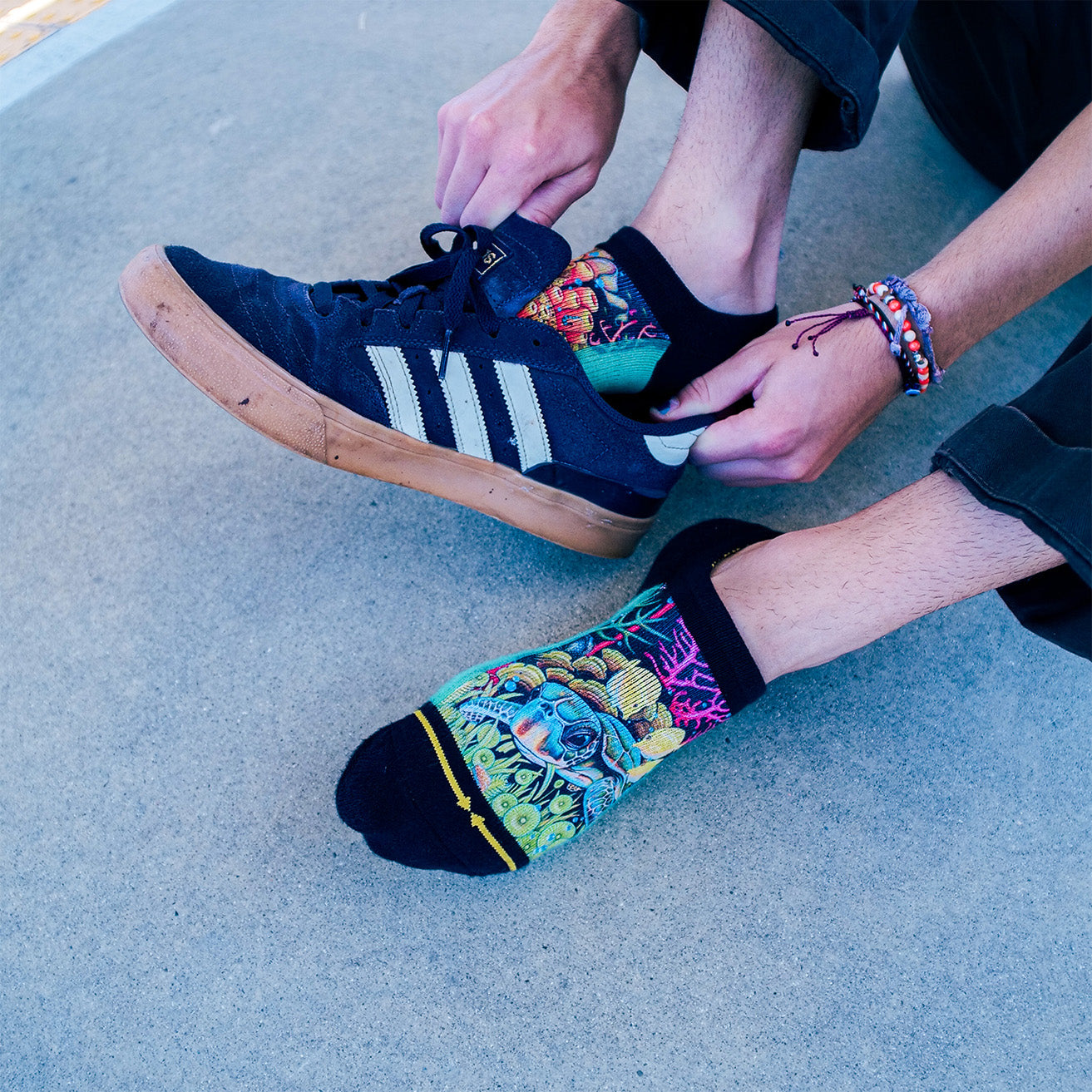 Coral Reef Adult No Show Socks With Art By Caia Koopman