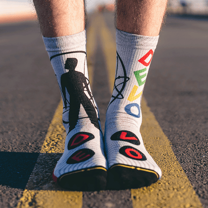 DEVO Black White and Red Adult Crew Socks 3-Pack