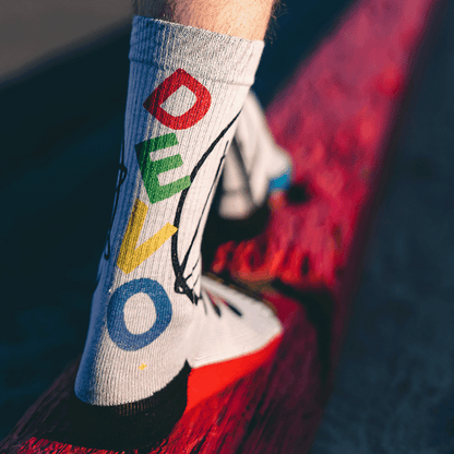 DEVO Black White and Red Adult Crew Socks 3-Pack