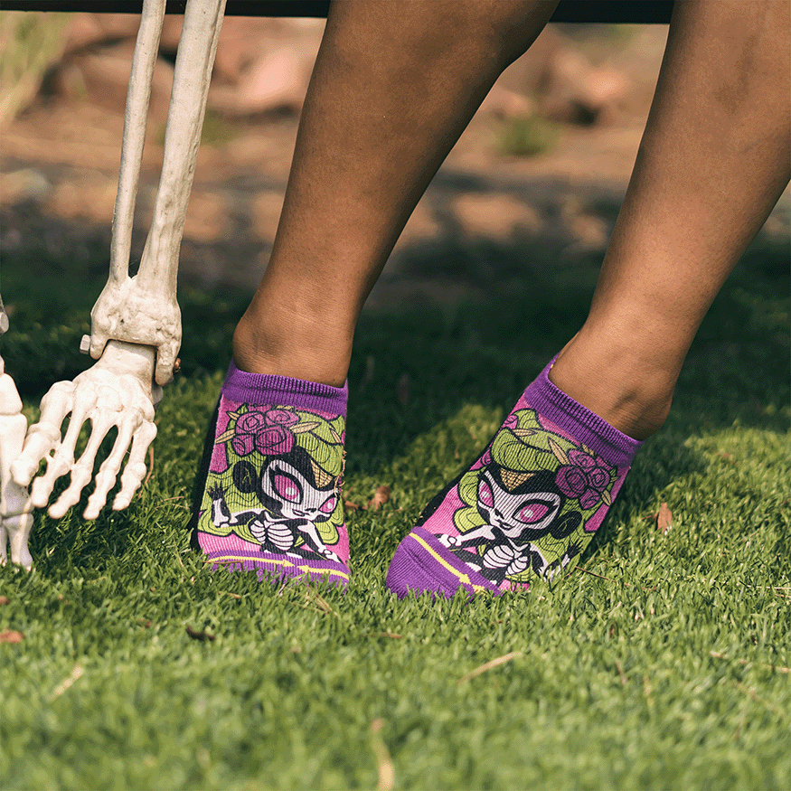 Doll of the Dead Adult No Show Socks With Art By Belle Dee