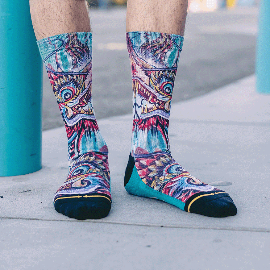 Dragon Tattoo Style Adult Crew Socks With Art By Mike Espinosa
